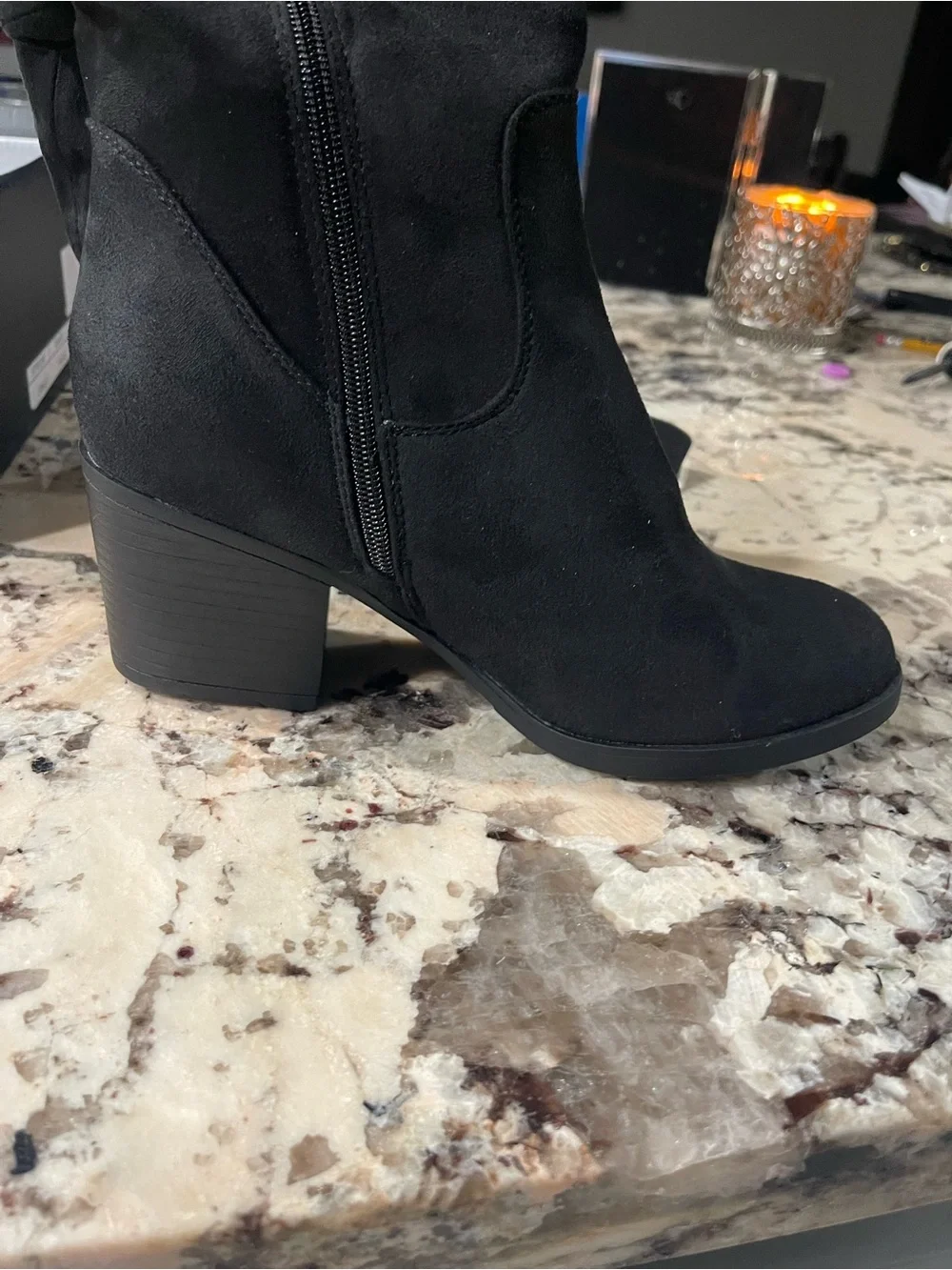 Fashion Nova Women's Black Over-the-Knee Block Heel Boots